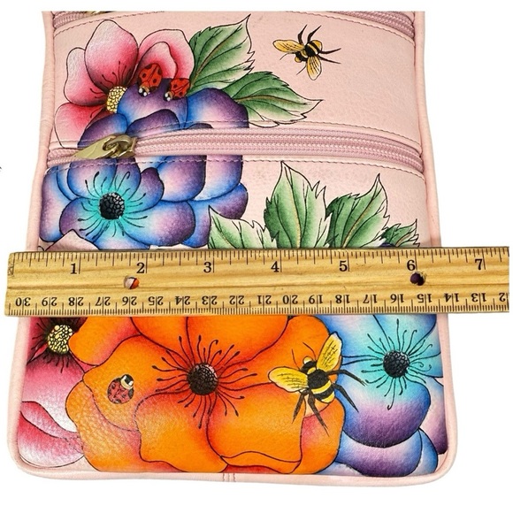 Anuschka Hand Painted Genuine Leather Floral Crossbody Bag - Picture 4 of 4